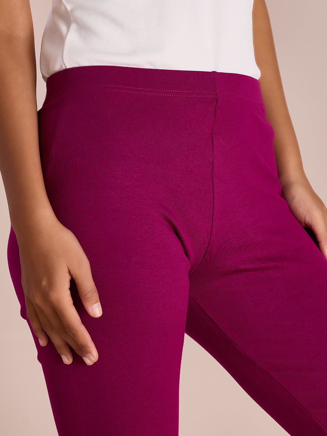 Dark Rose Cotton Stretch Ribbed warm Leggings