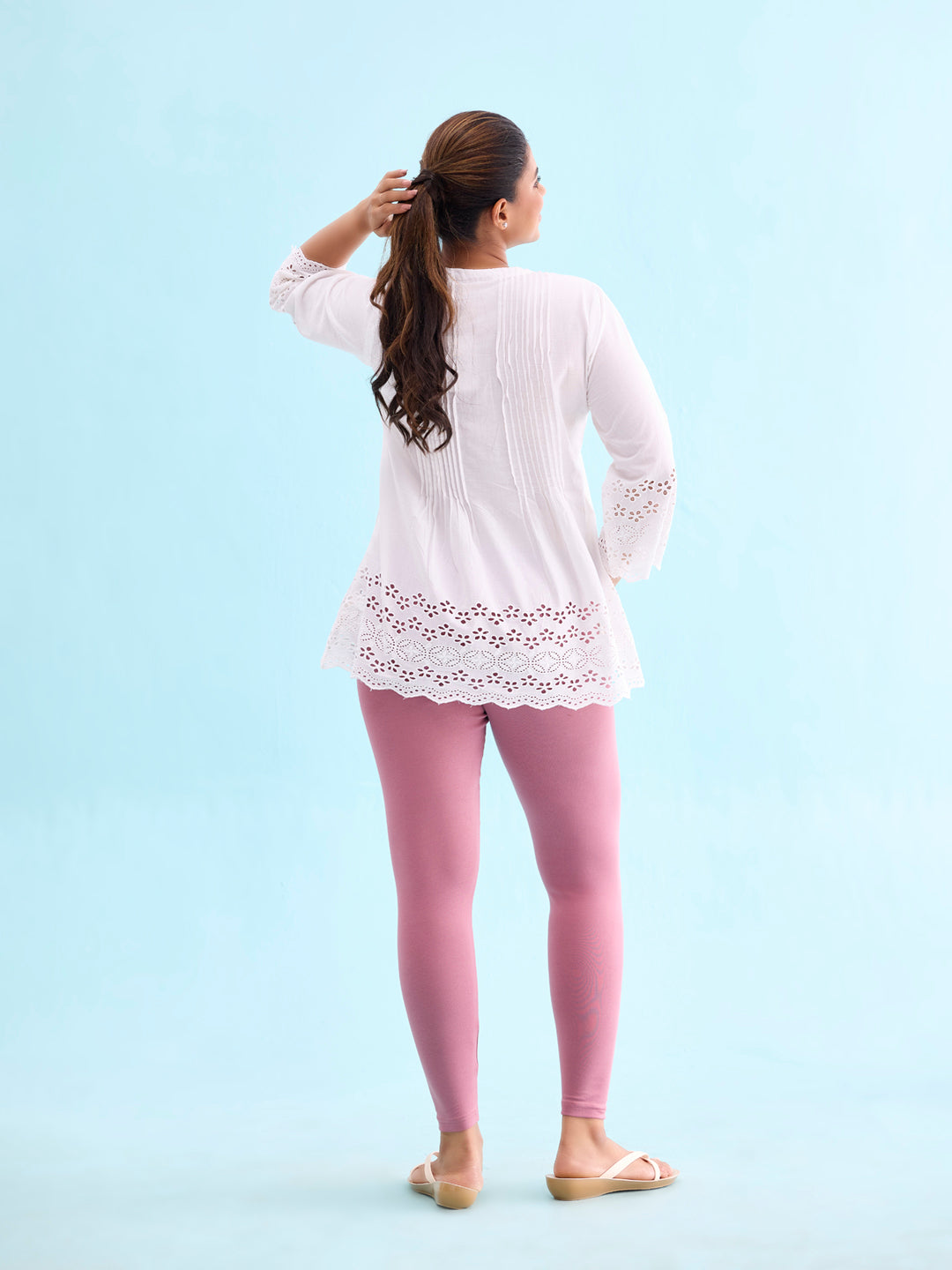 Rusty Pink Cotton Stretch Ribbed warm Leggings