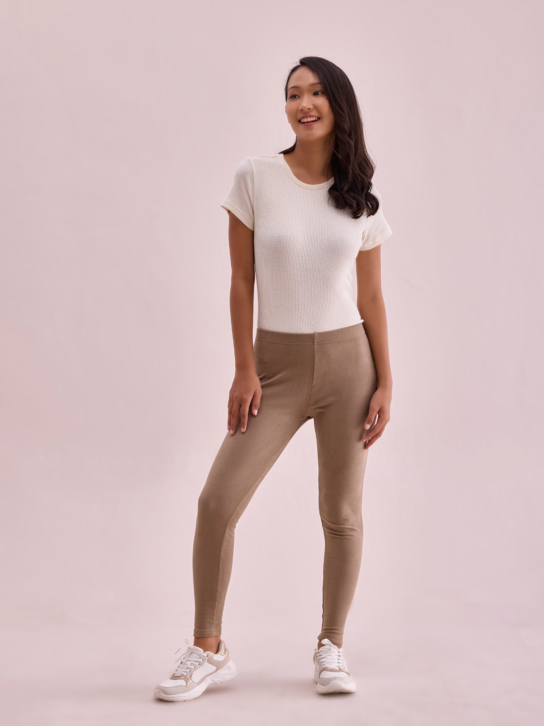 Beige Warm Suede Leggings