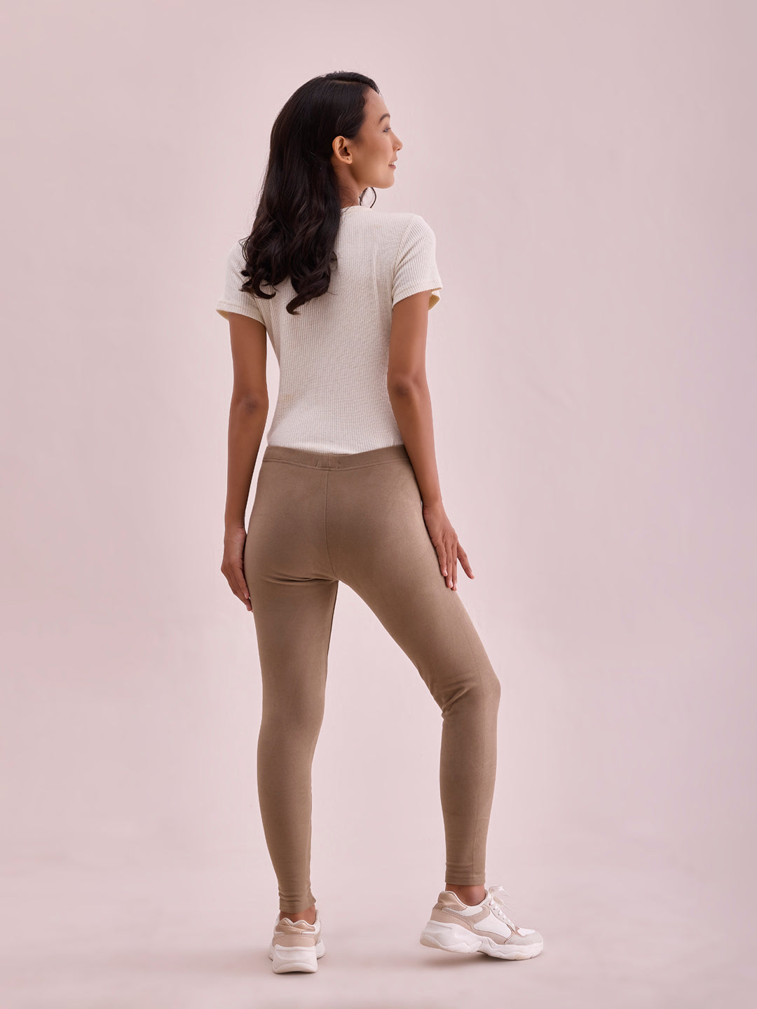 Beige Warm Suede Leggings