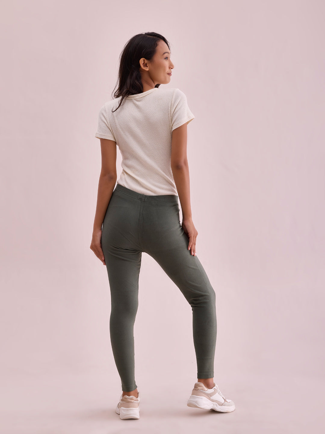 Olive Green Warm Suede Leggings