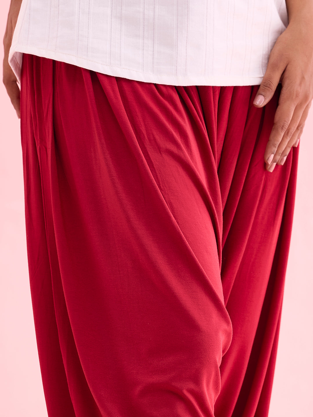 Bright Red Viscose Stretch Patiala