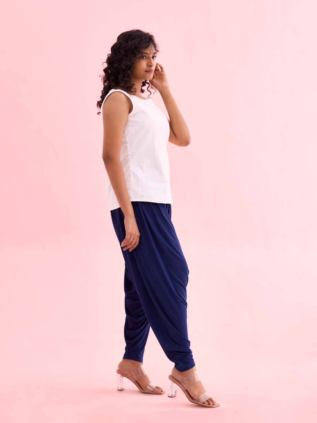 Navy Viscose Stretch Patiala