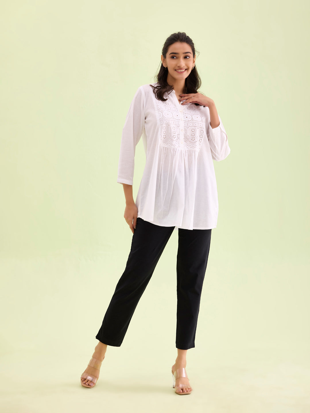 Black Cotton Stretch Kurti Pants