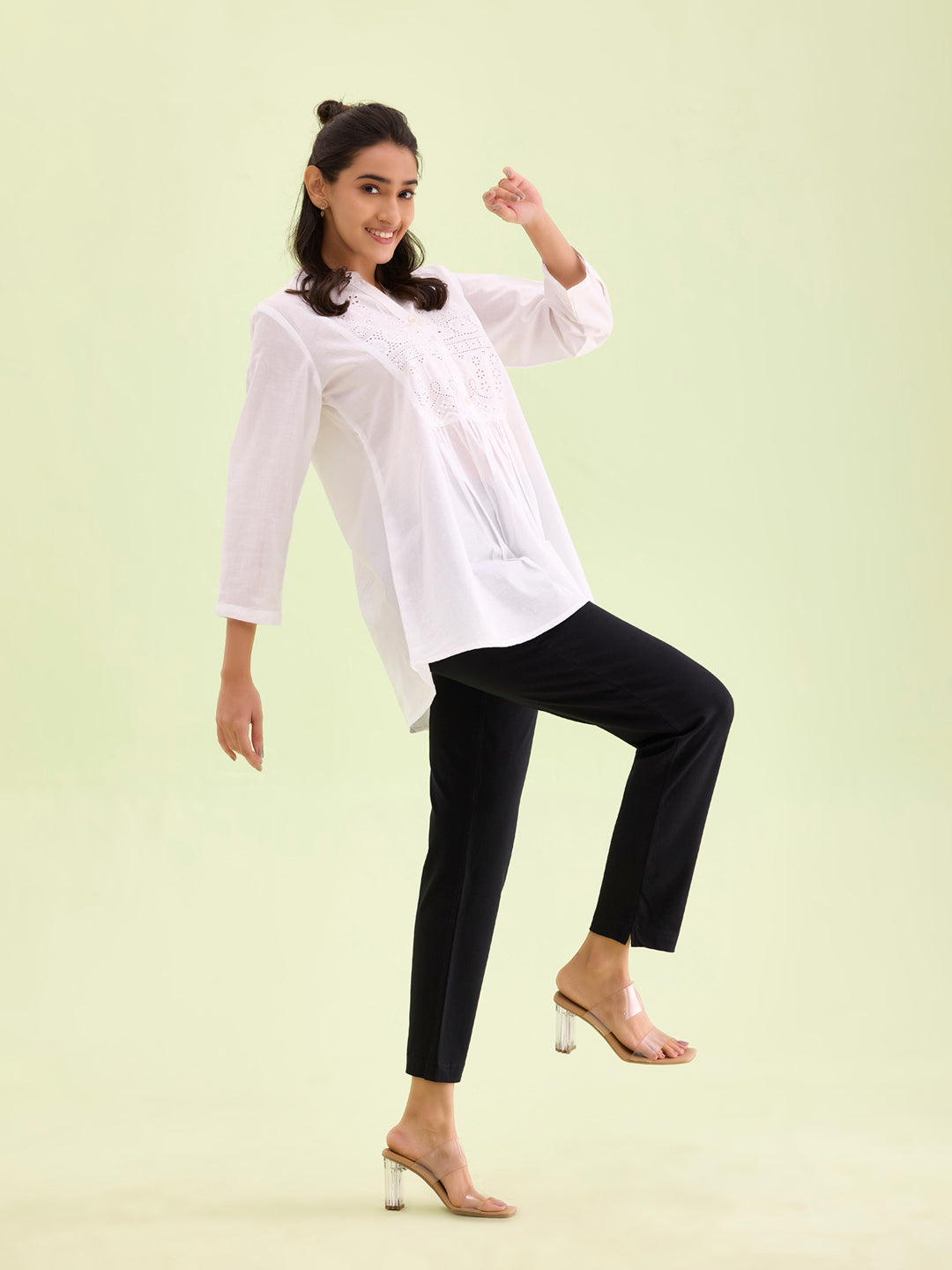 Black Cotton Stretch Kurti Pants