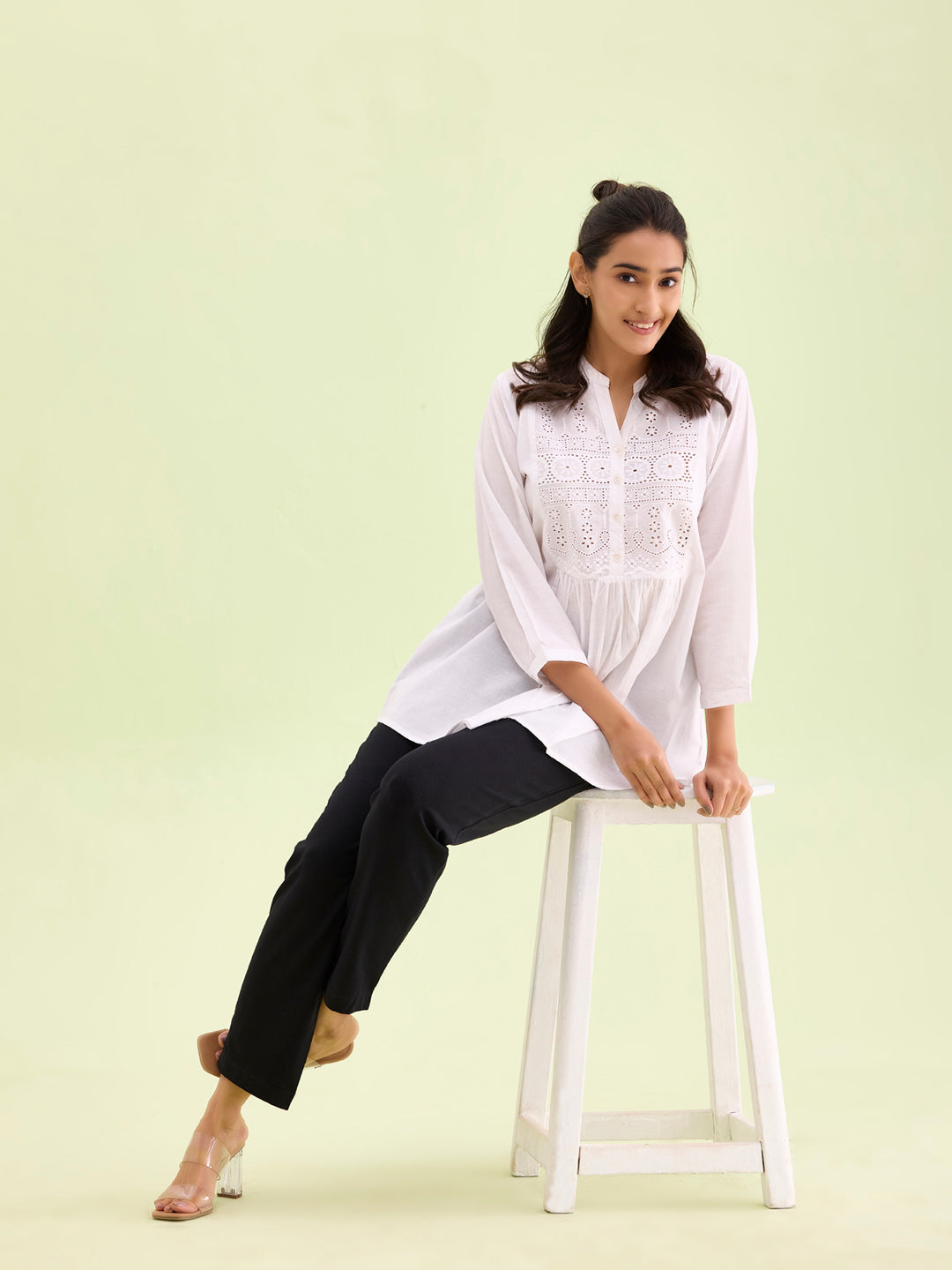 Black Cotton Stretch Kurti Pants