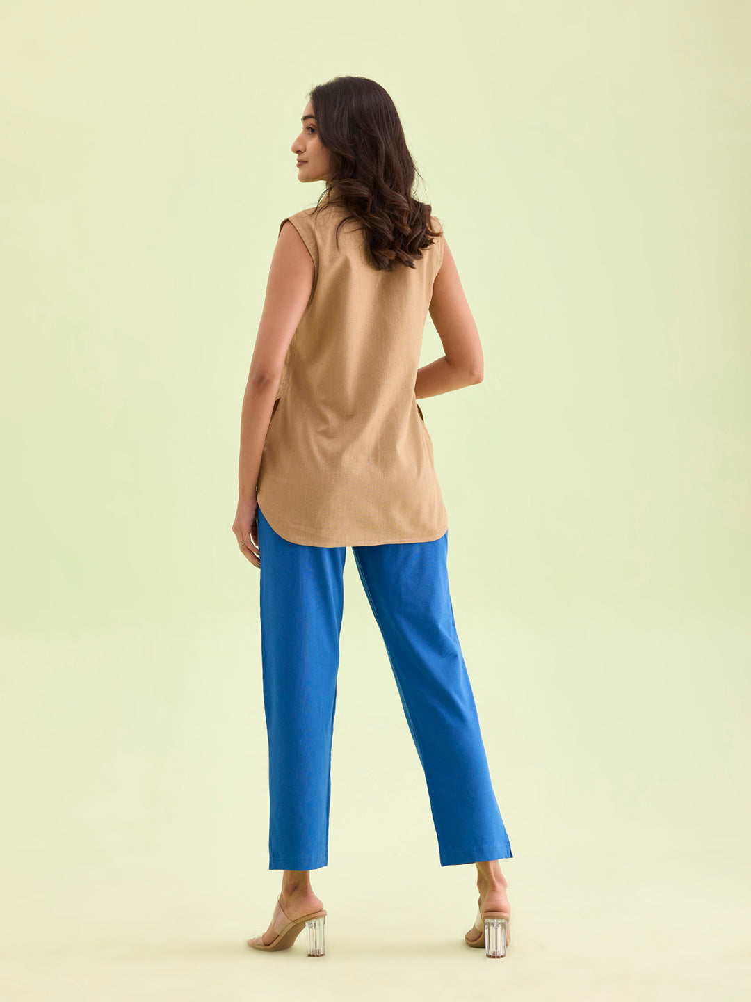 Blue Cotton Stretch Kurti Pants