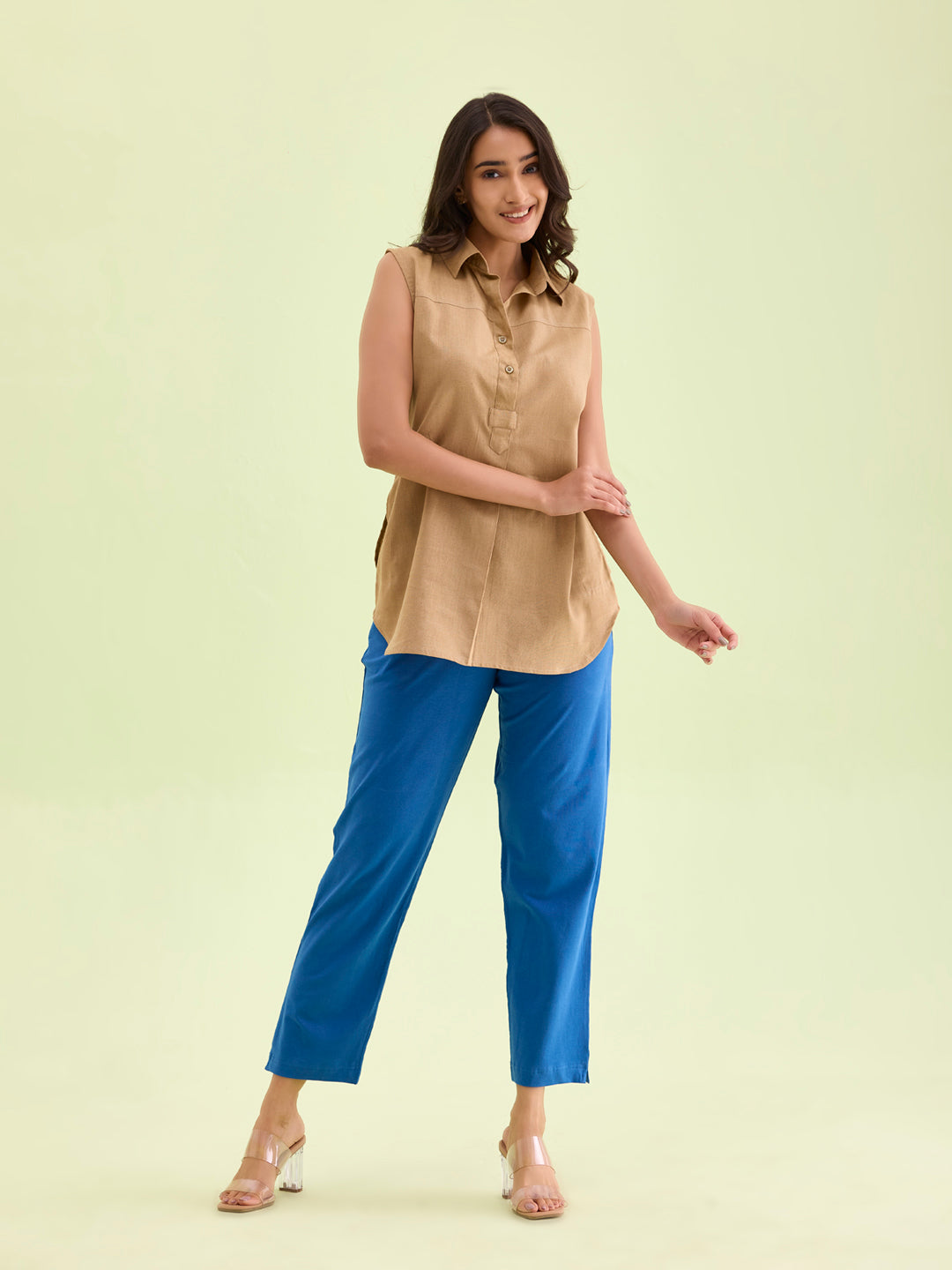 Blue Cotton Stretch Kurti Pants