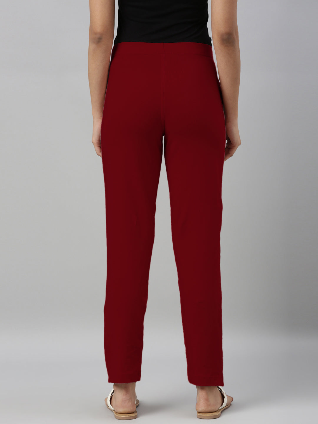 Bright Red Cotton Stretch Kurti Pants