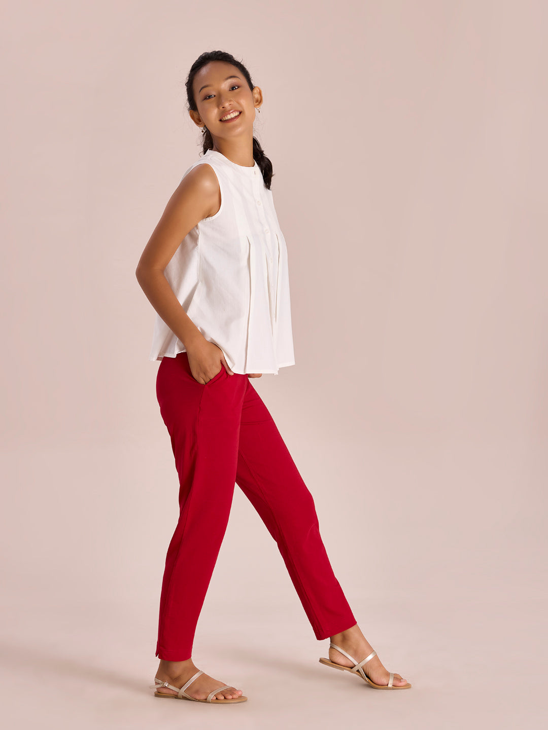 Cherry Cotton Stretch Kurti Pants