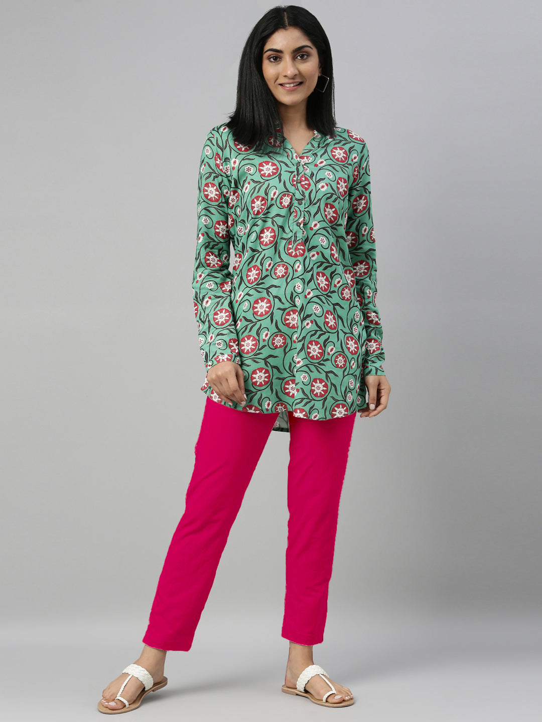 Dark Pink Cotton Stretch Kurti Pants