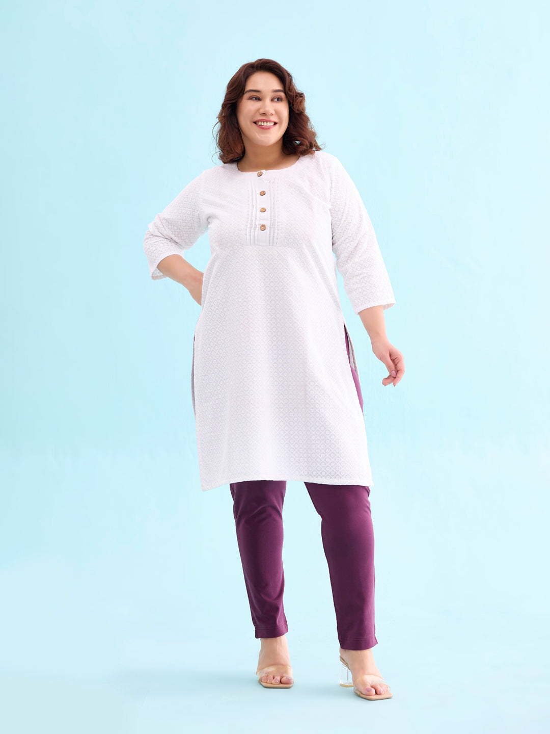 Dark Purple Cotton Stretch Kurti Pants