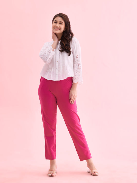 Dark Rose Cotton Stretch Kurti Pants