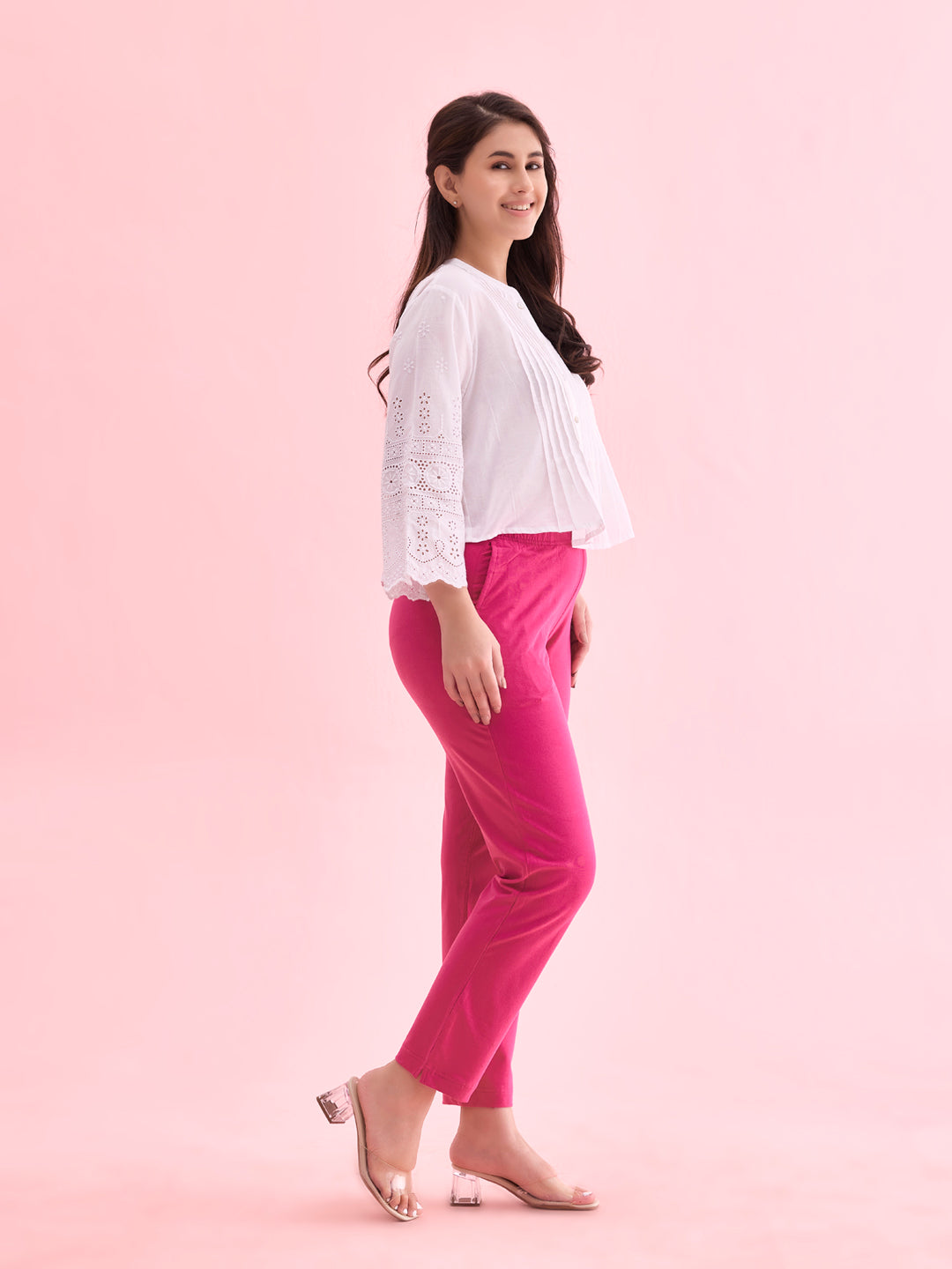 Dark Rose Cotton Stretch Kurti Pants