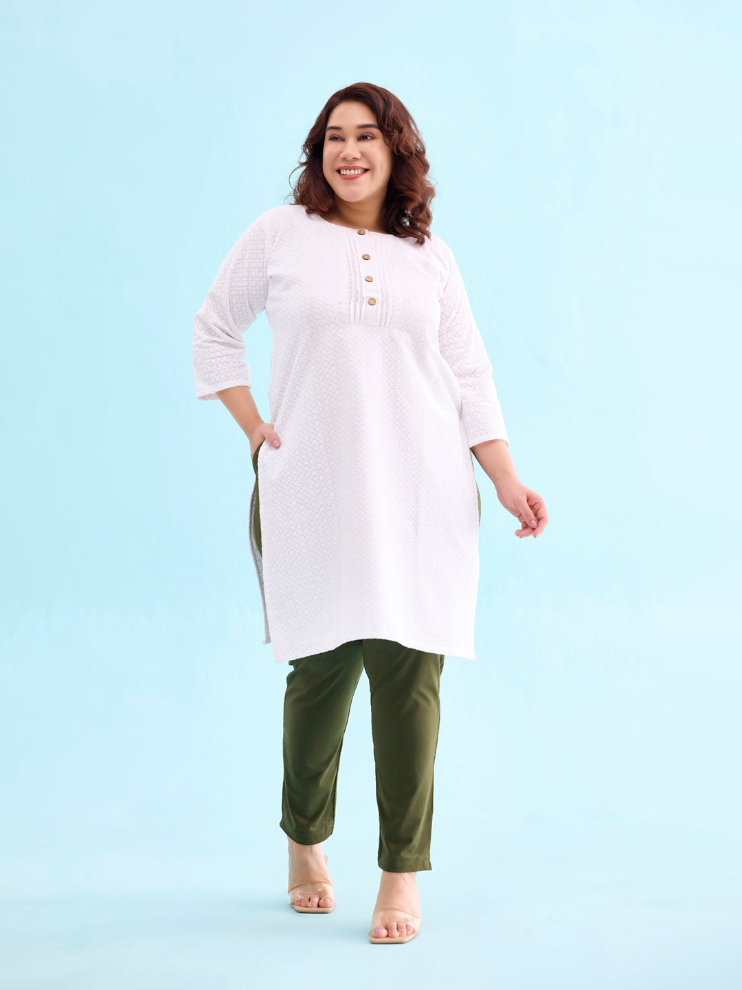 Dark Olive Cotton Stretch Kurti Pants