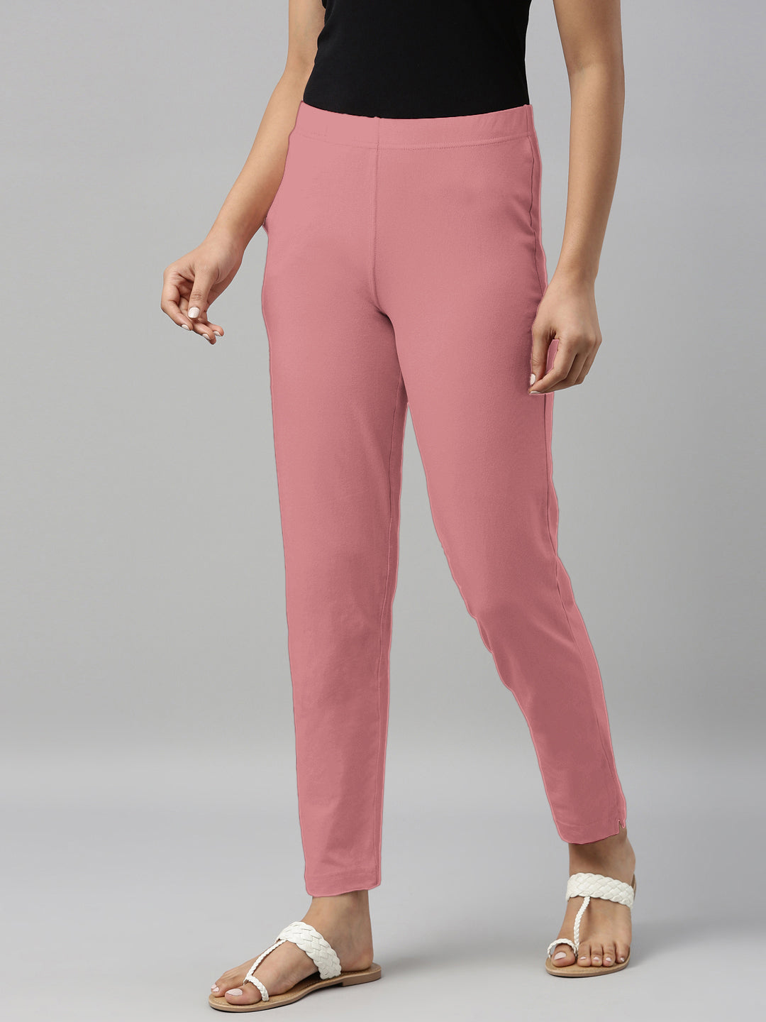 Dusty Rose Cotton Stretch Kurti Pants