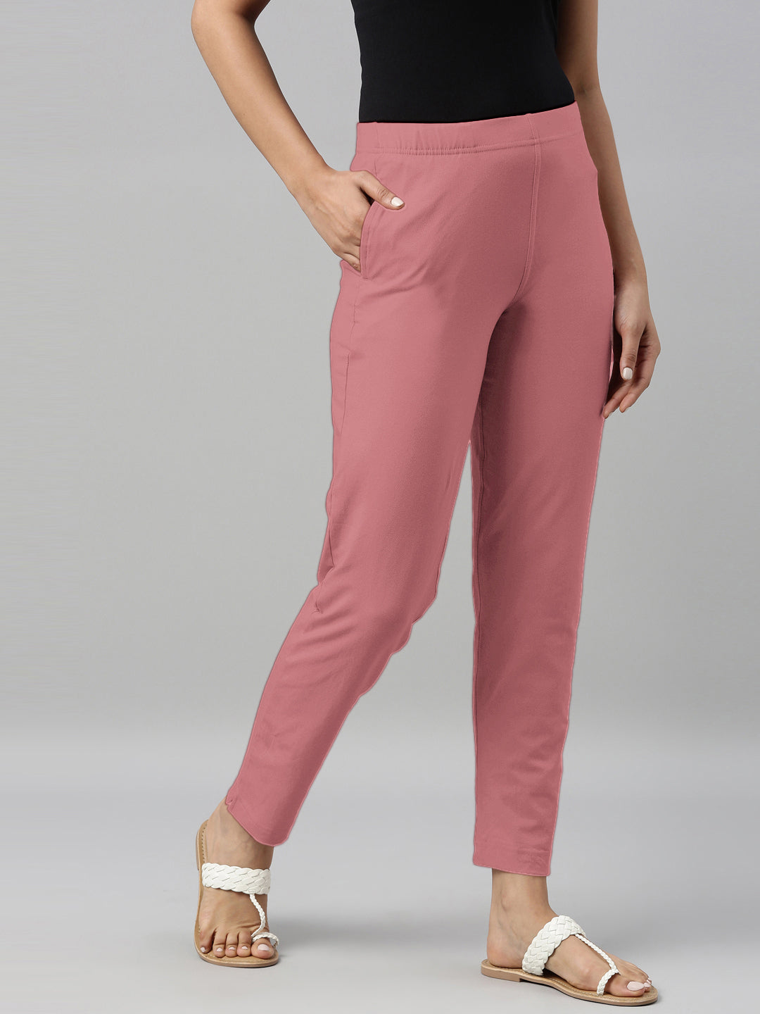 Dusty Rose Cotton Stretch Kurti Pants