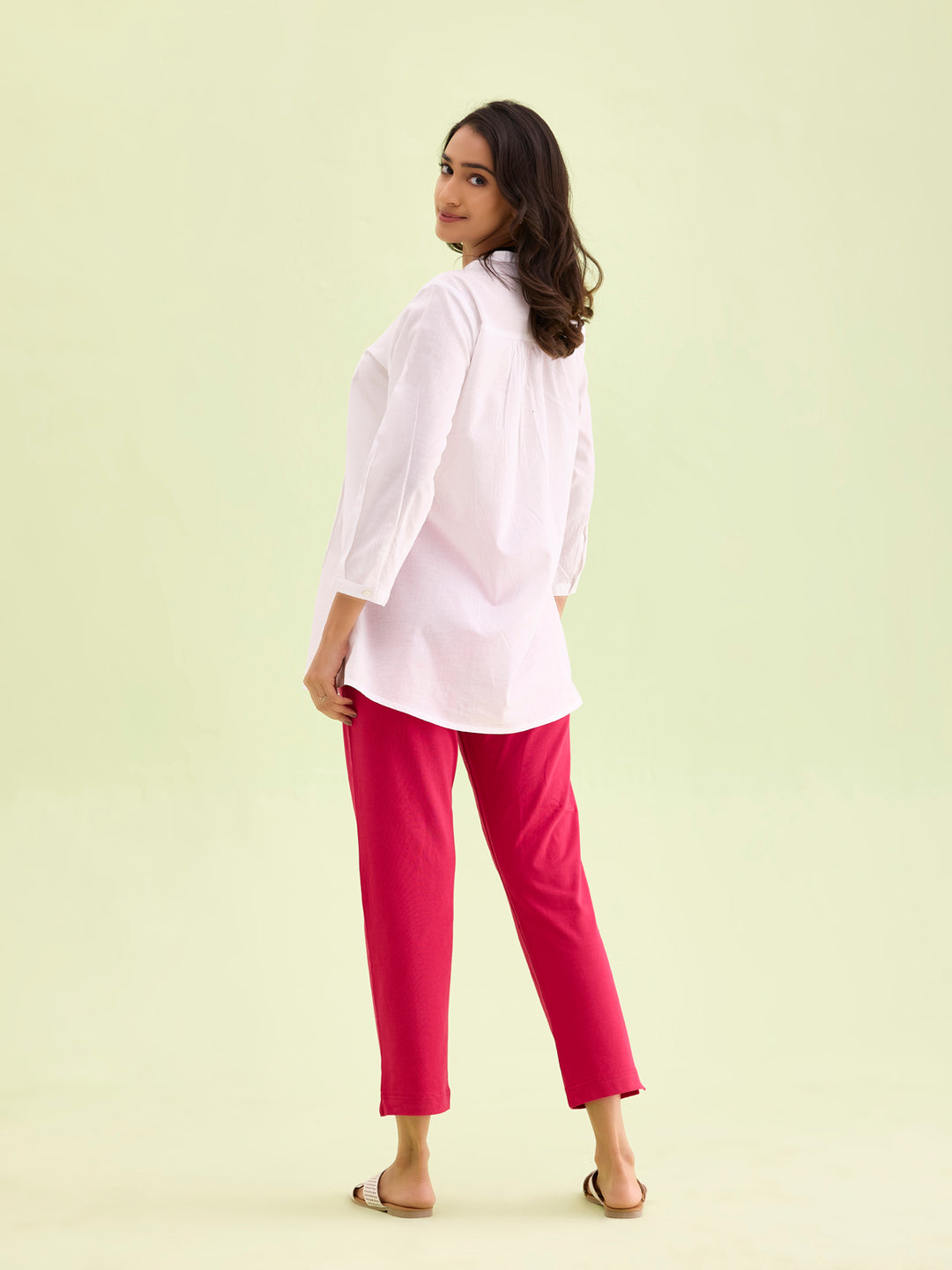 Fuchsia Cotton Stretch Kurti Pants