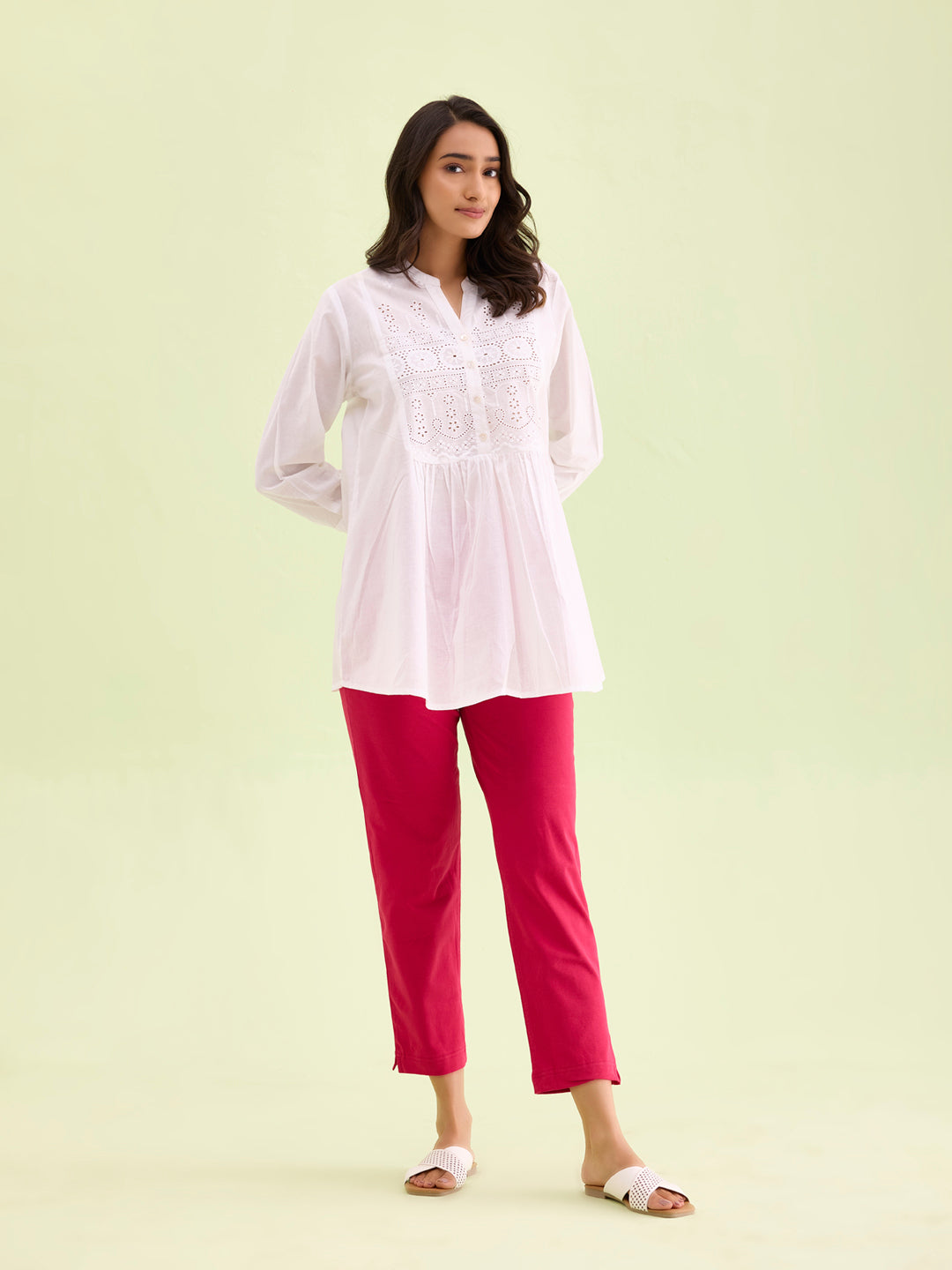 Fuchsia Cotton Stretch Kurti Pants