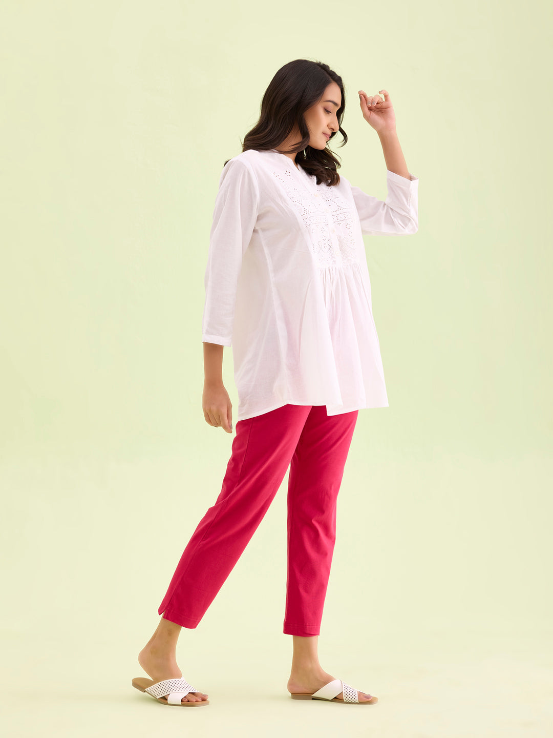 Fuchsia Cotton Stretch Kurti Pants