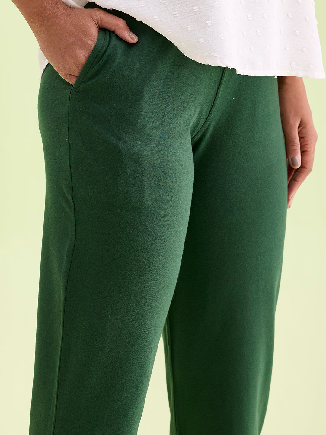 Golf Green Cotton Stretch Kurti Pants