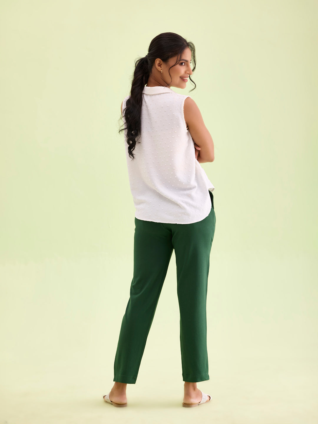 Golf Green Cotton Stretch Kurti Pants