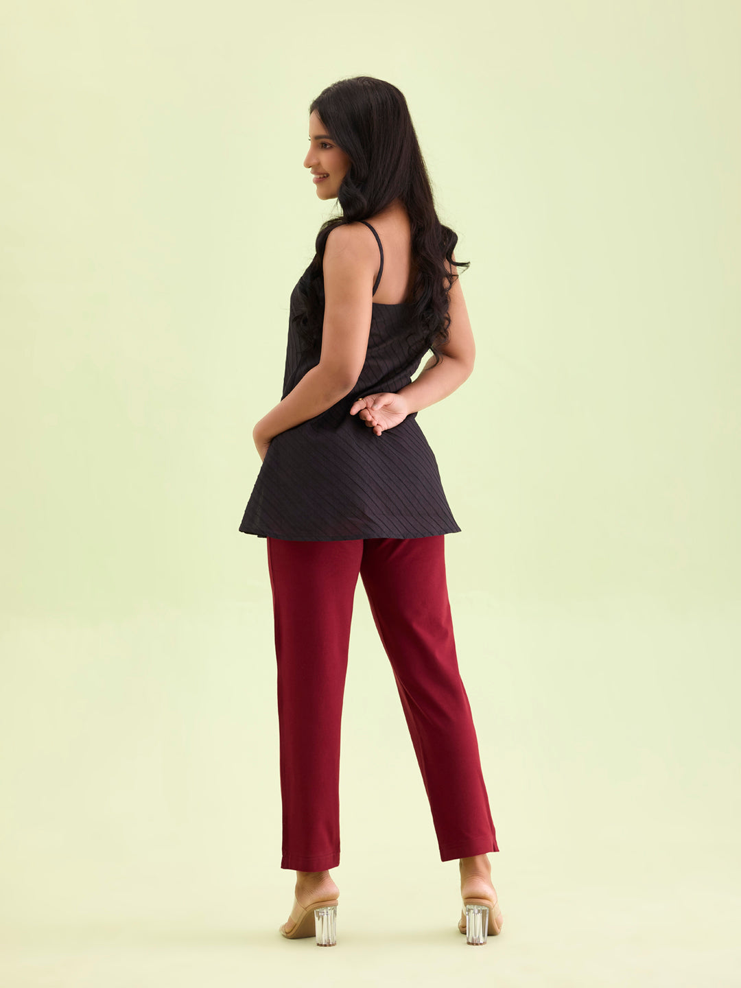 Maroon Cotton Stretch Kurti Pants