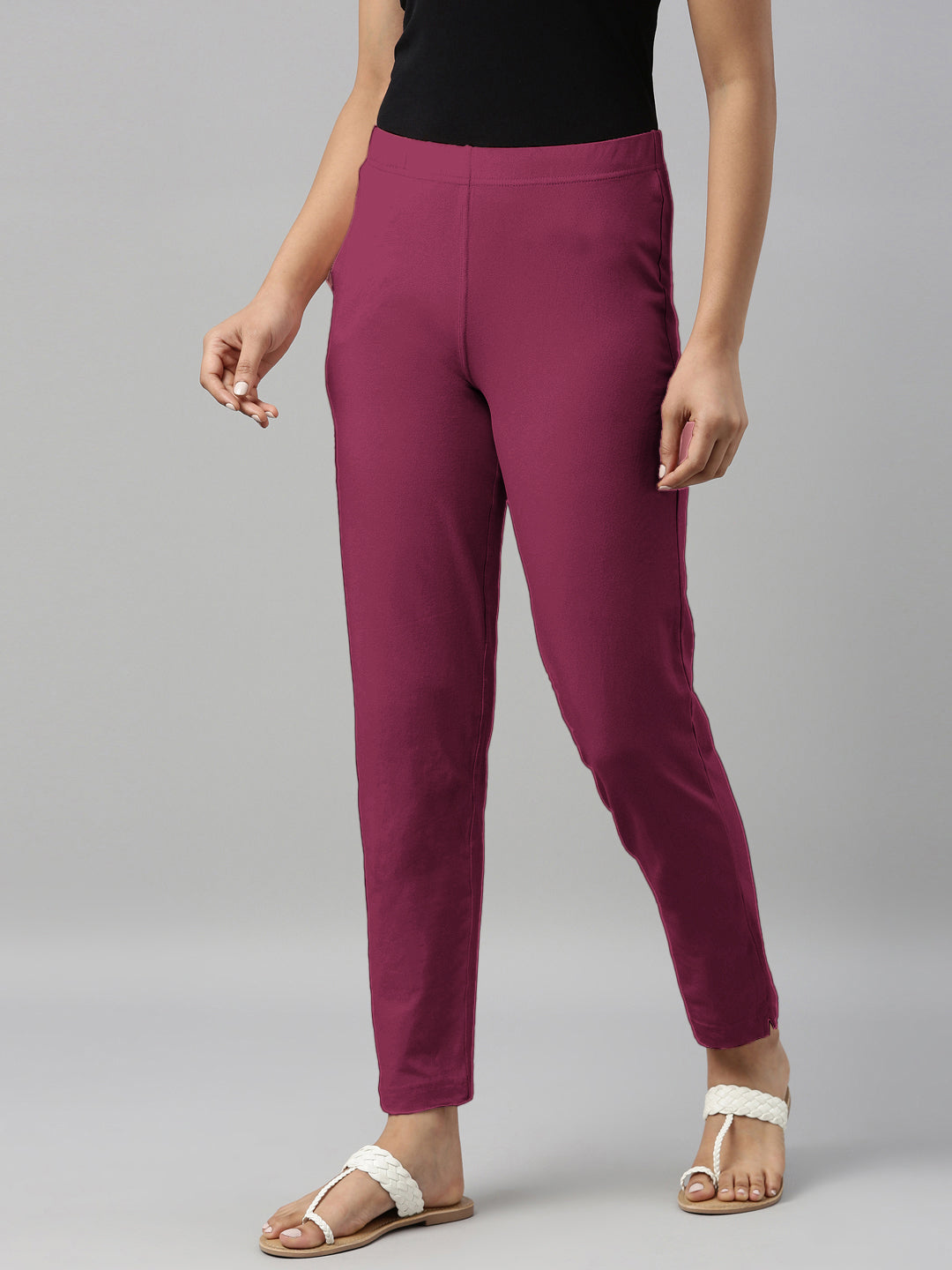 Medium Violet Cotton Stretch Kurti Pants
