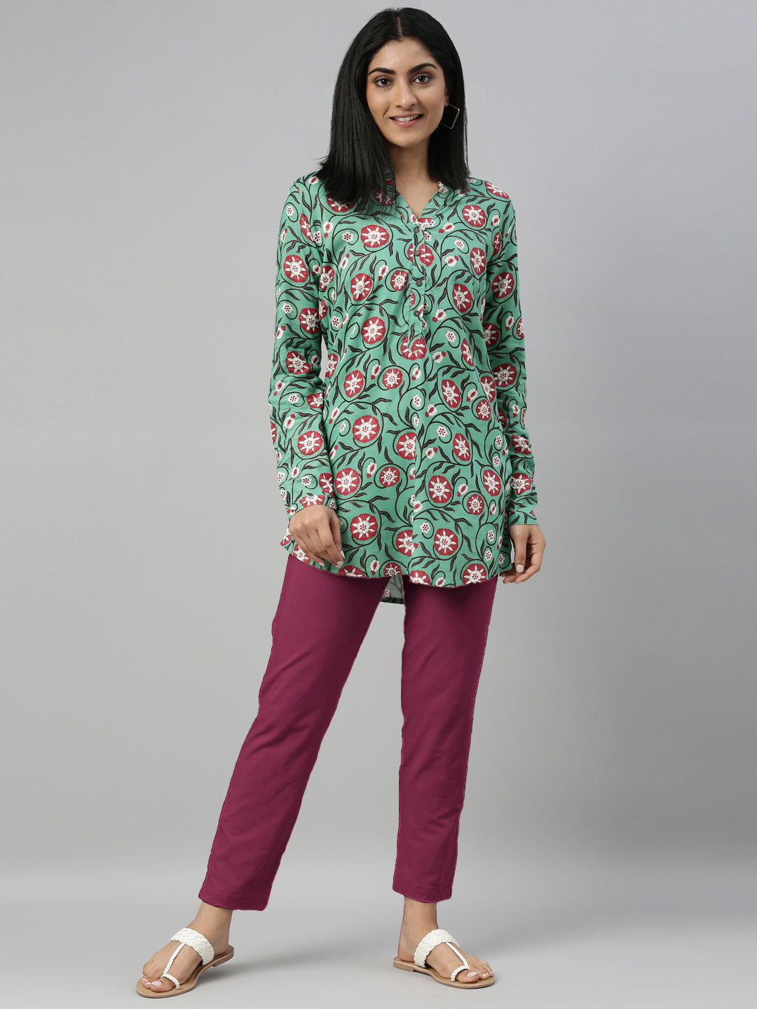 Medium Violet Cotton Stretch Kurti Pants