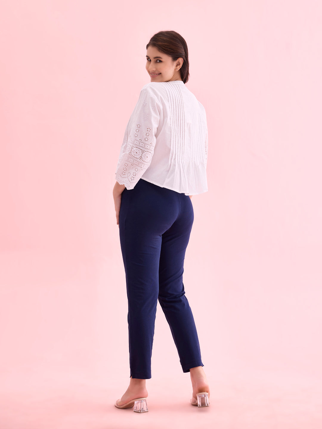 Navy Cotton Stretch Kurti Pants