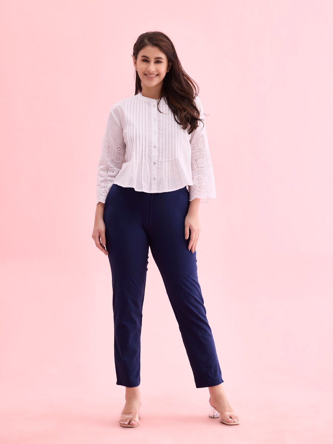 Navy Cotton Stretch Kurti Pants