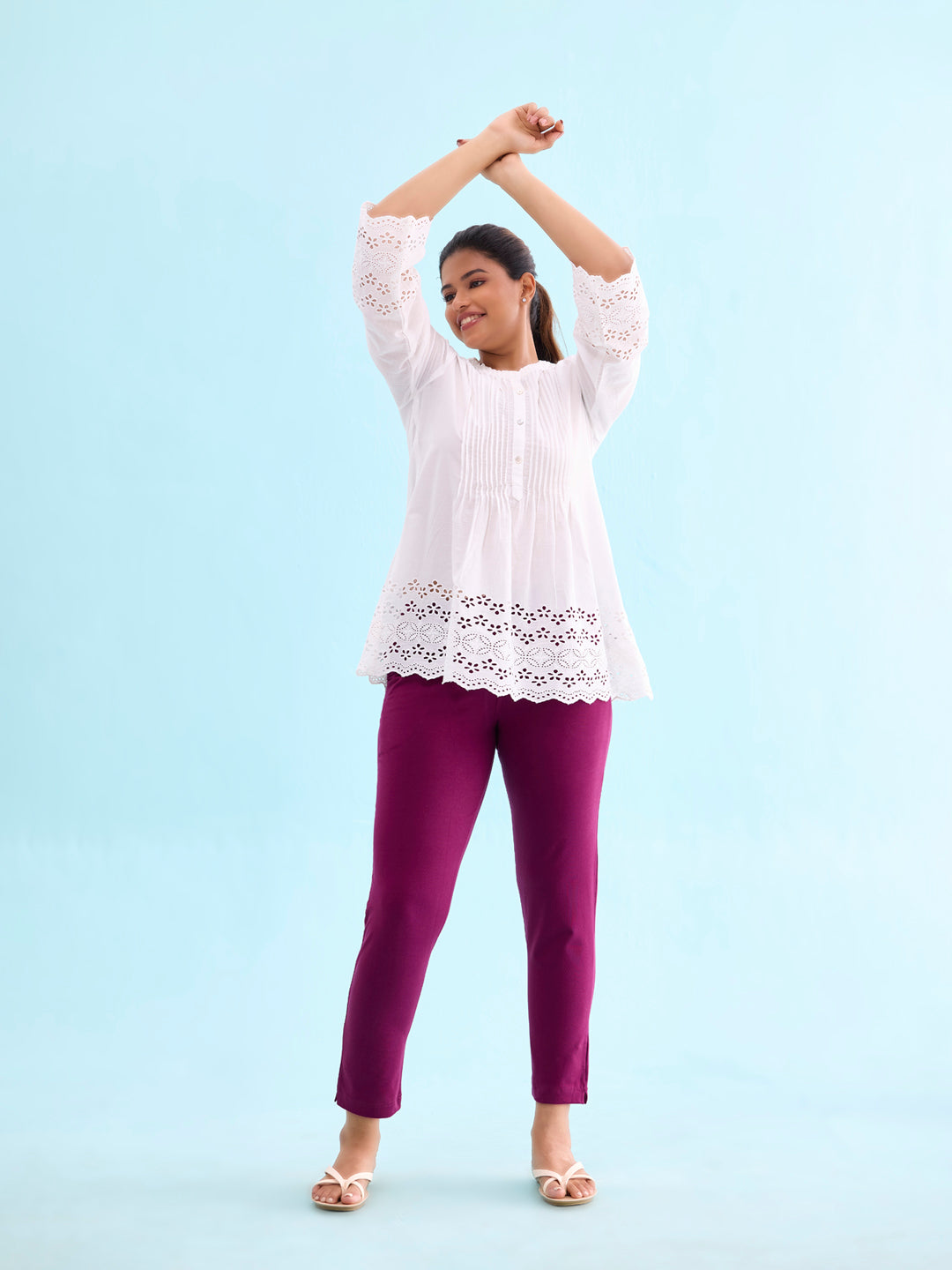 Plum Cotton Stretch Kurti Pants