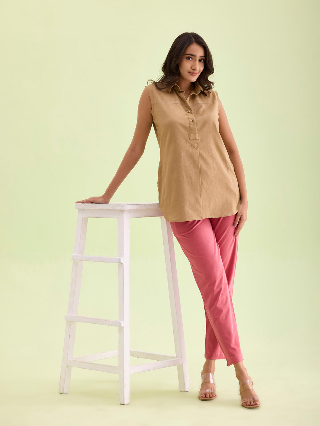 Rusty Pink Cotton Stretch Kurti Pants