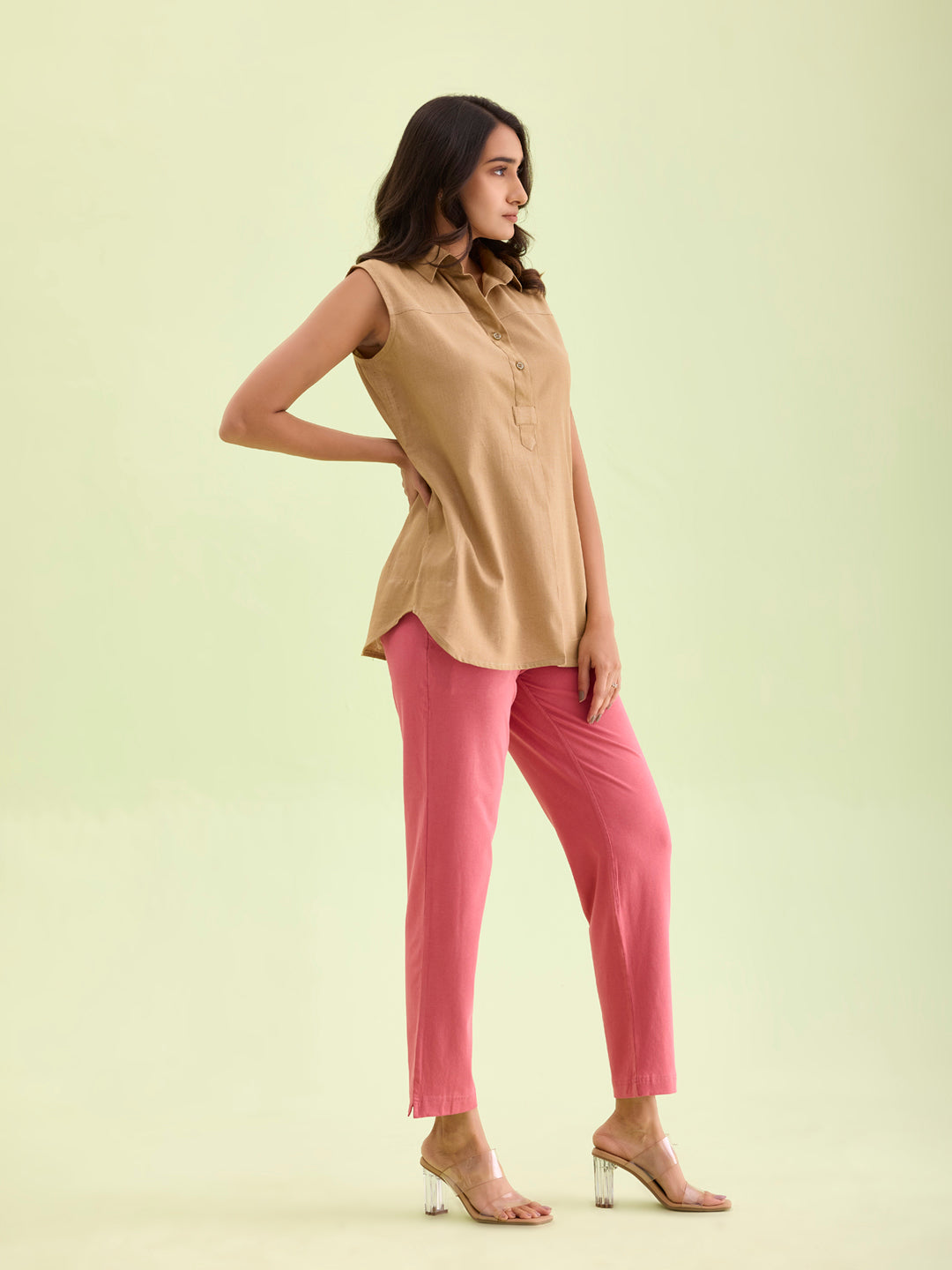 Rusty Pink Cotton Stretch Kurti Pants