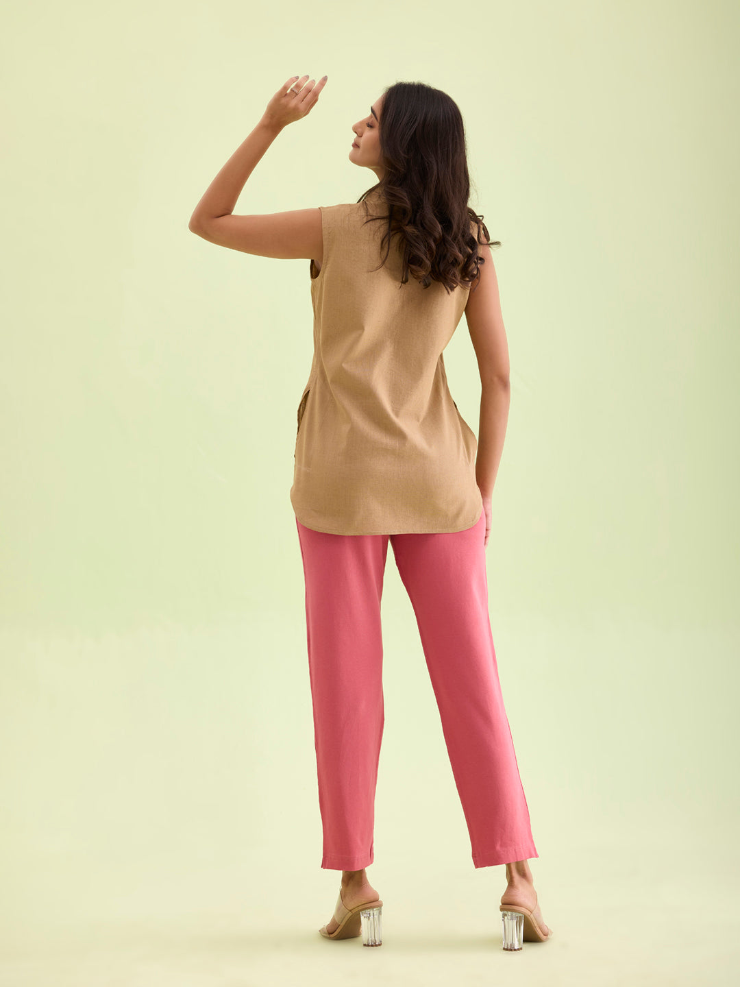 Rusty Pink Cotton Stretch Kurti Pants