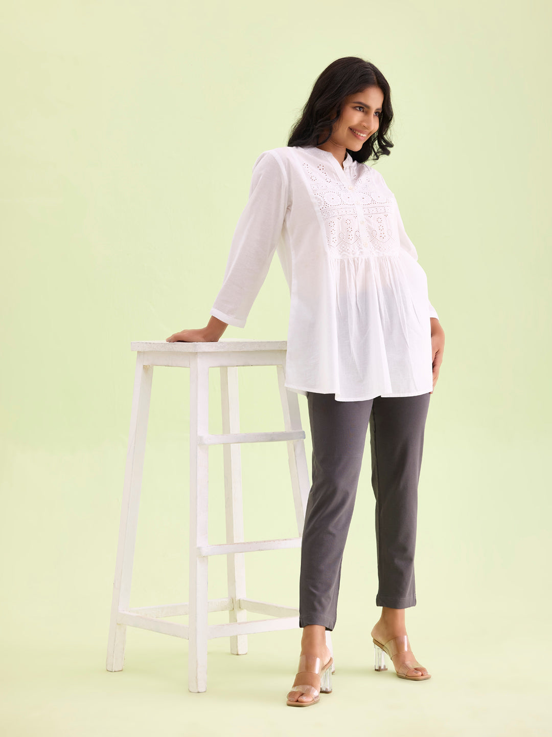 Silver Grey Cotton Stretch Kurti Pants