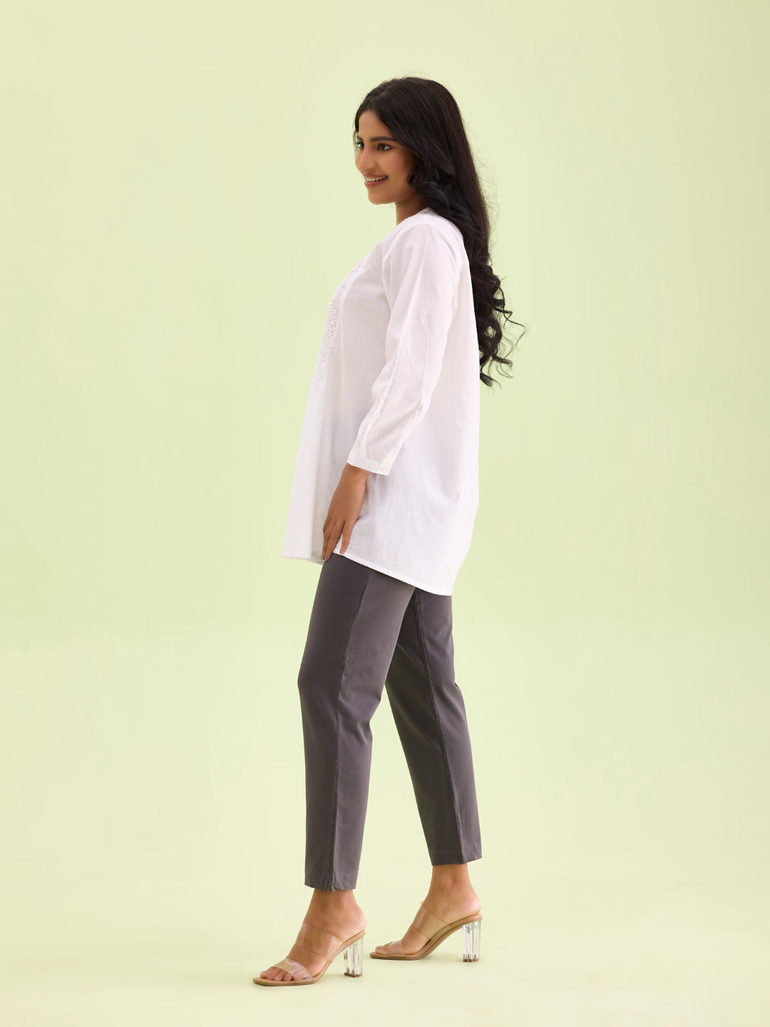 Silver Grey Cotton Stretch Kurti Pants