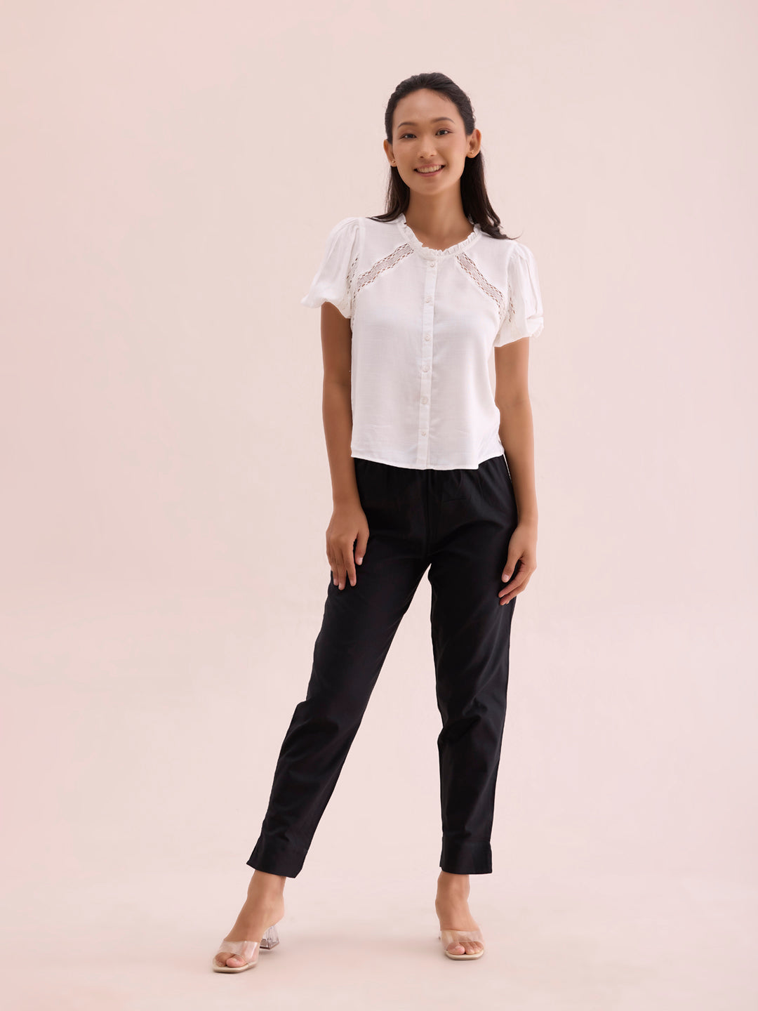 Black Cotton Pencil Pant