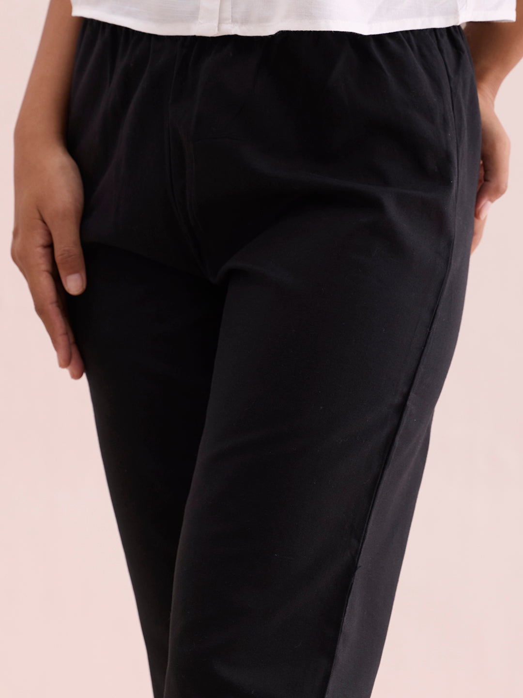 Black Cotton Pencil Pant