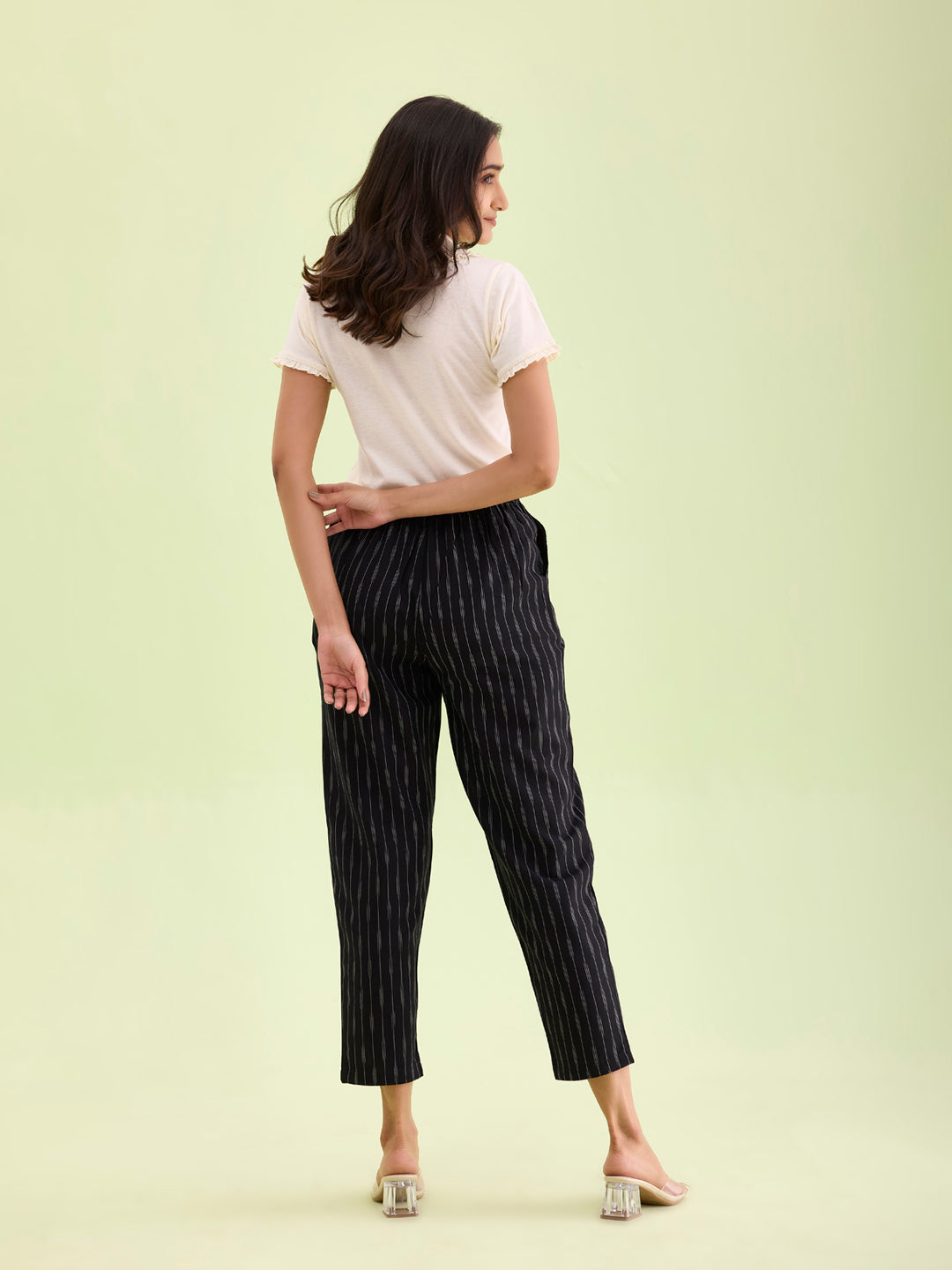 Black Linen Ikat Pencil Pant