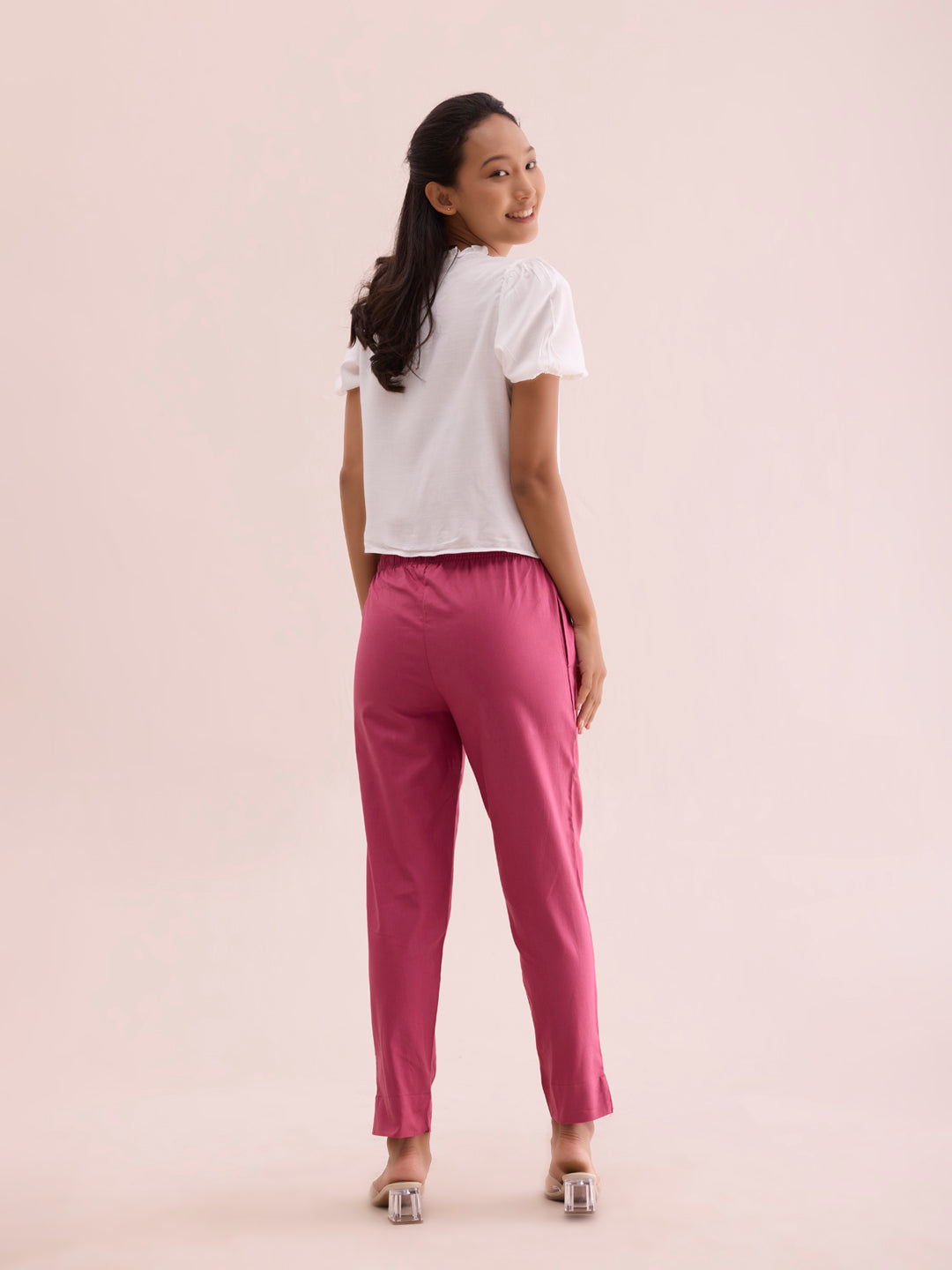 Dark Pink Cotton Pencil Pant