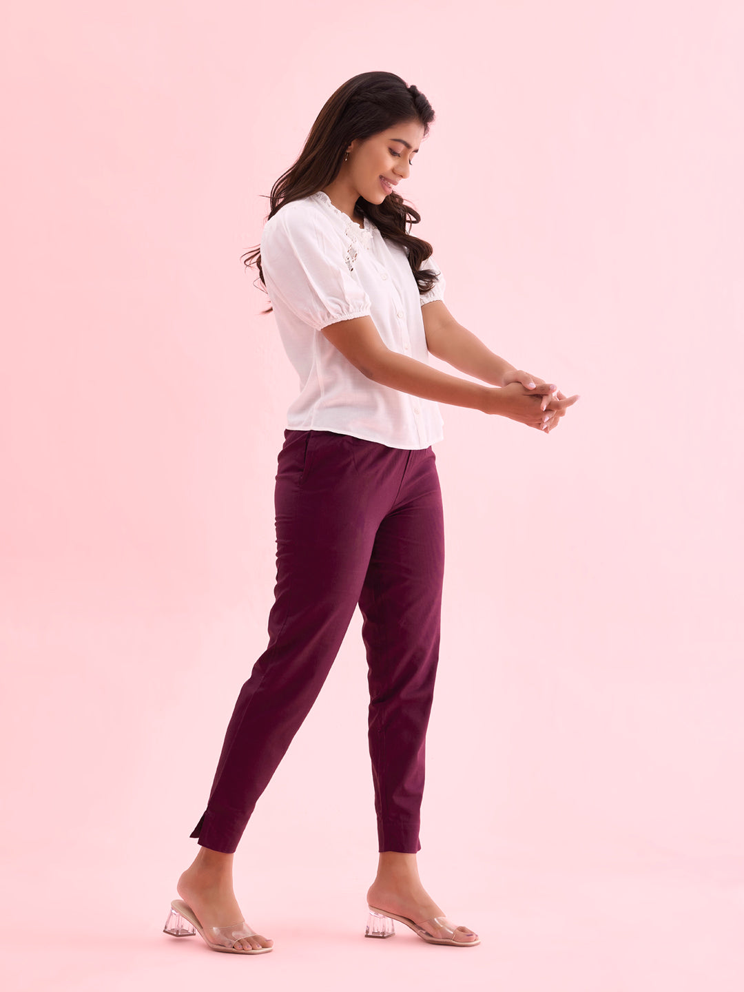 Dark Purple Cotton Pencil Pant