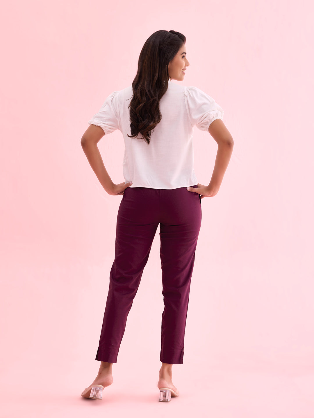 Dark Purple Cotton Pencil Pant