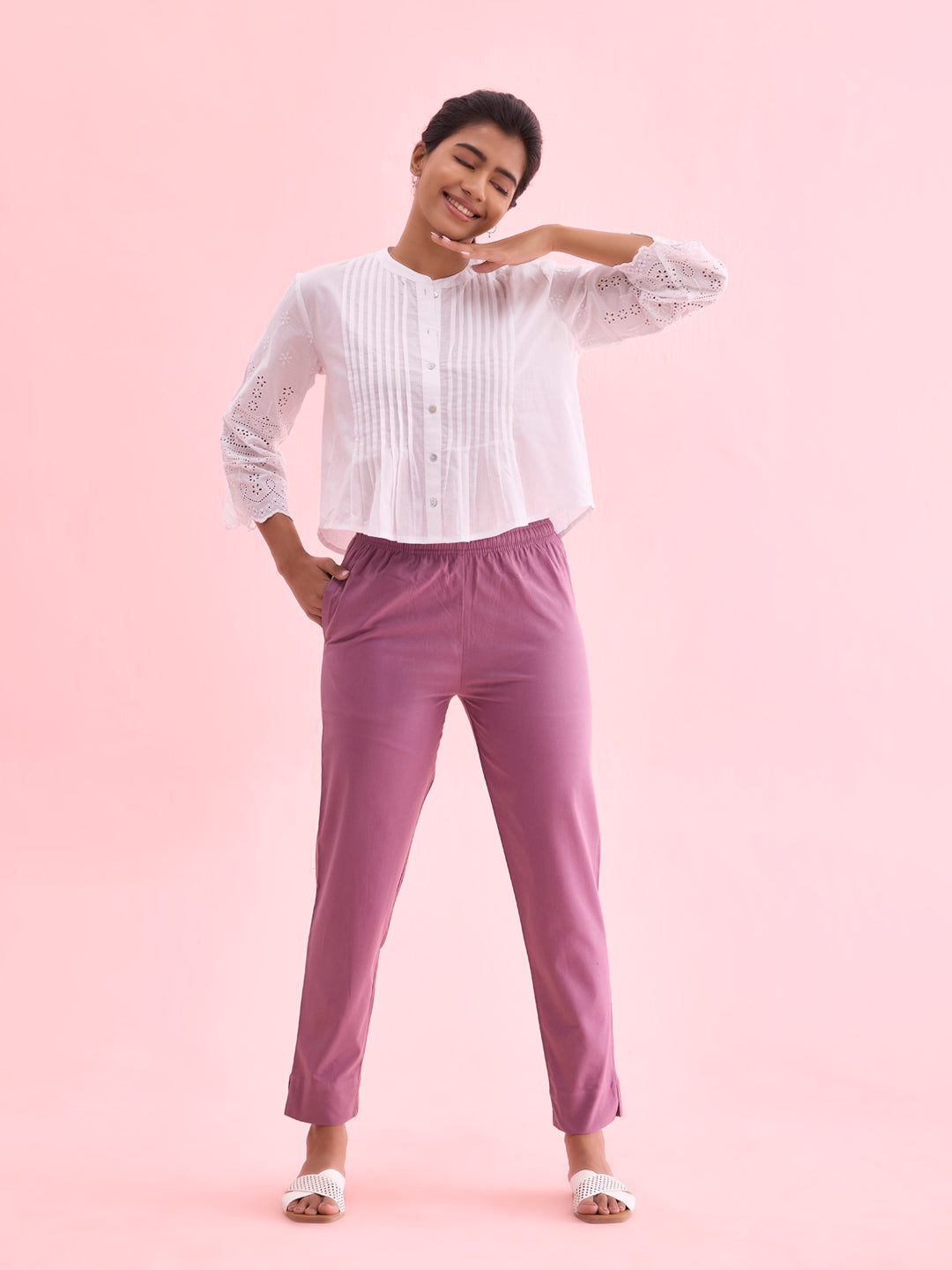 Lilac Cotton Pencil Pant