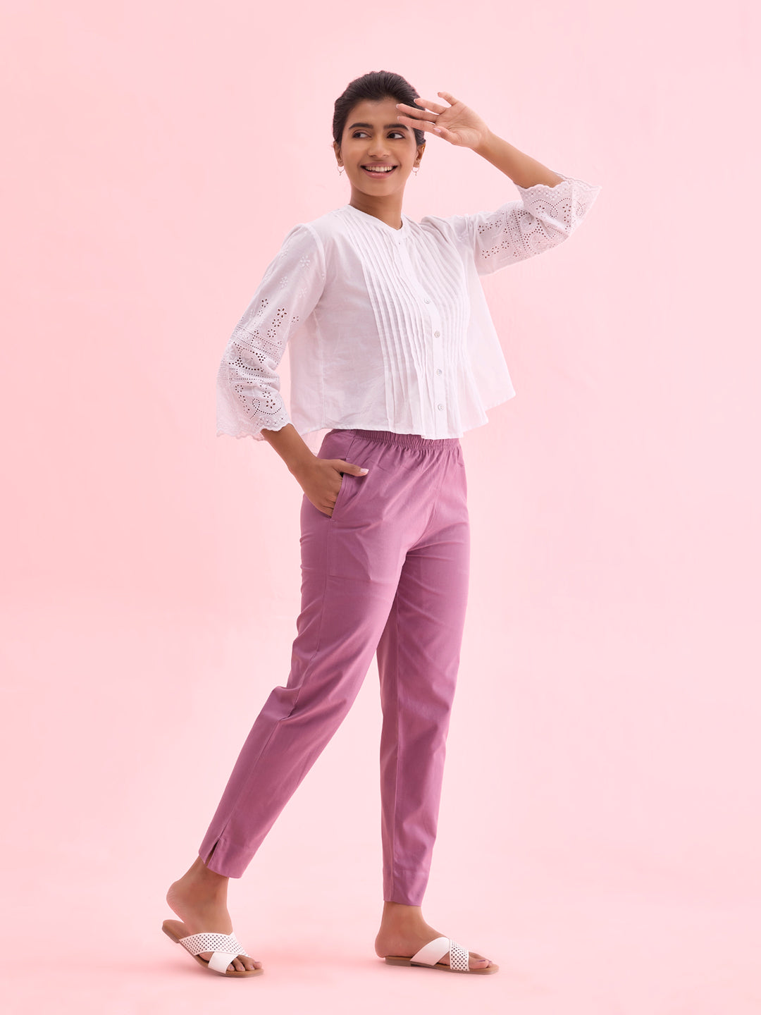 Lilac Cotton Pencil Pant