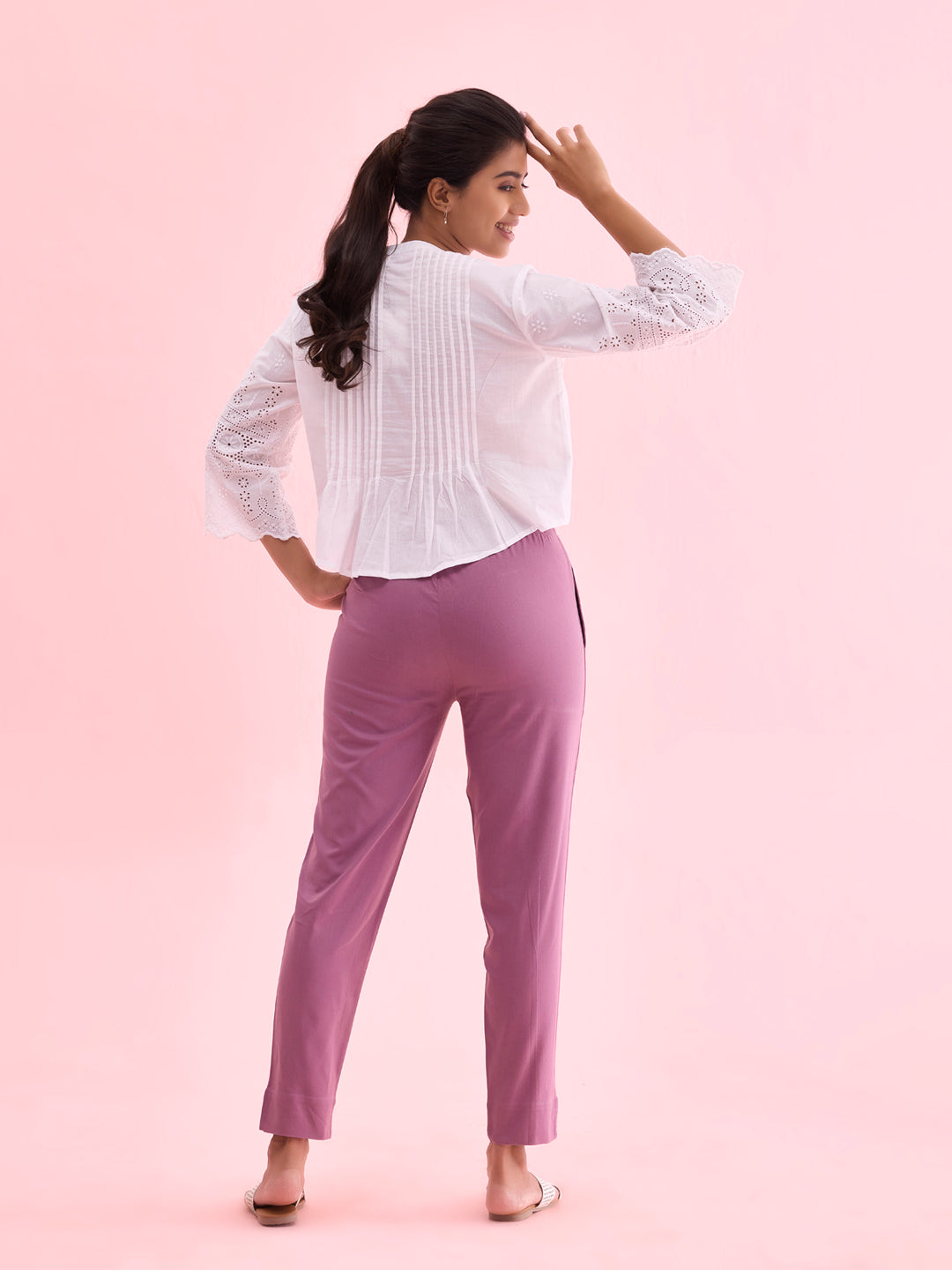 Lilac Cotton Pencil Pant