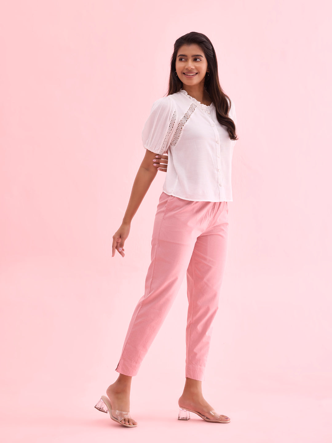 Light Pink Cotton Pencil Pant