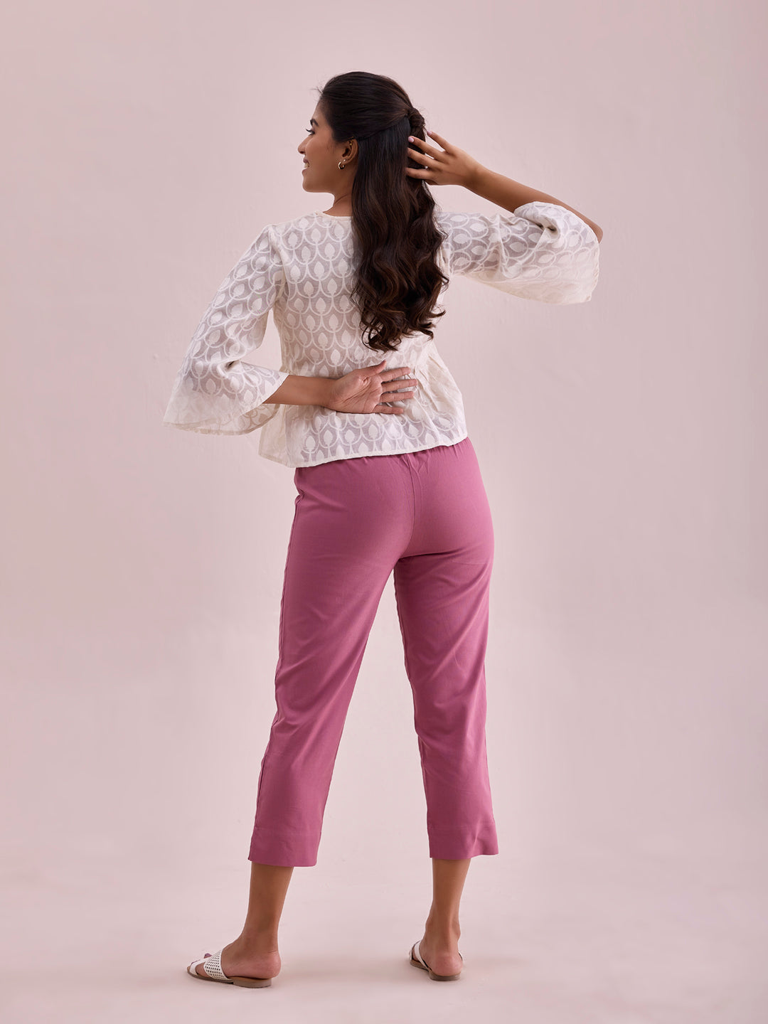 Light Wine Cotton Cropped Pencil Pant