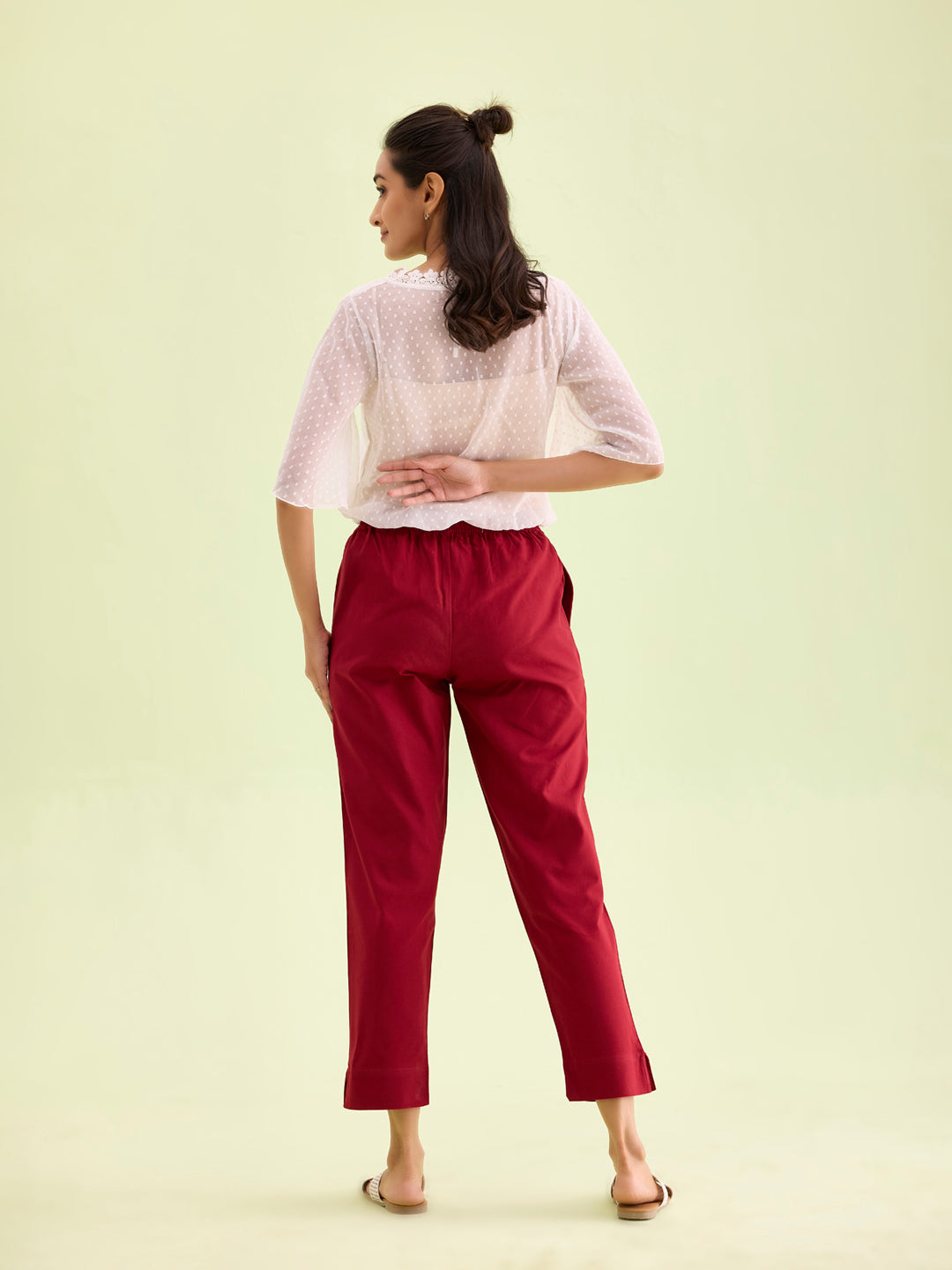 Maroon Cotton Pencil Pant