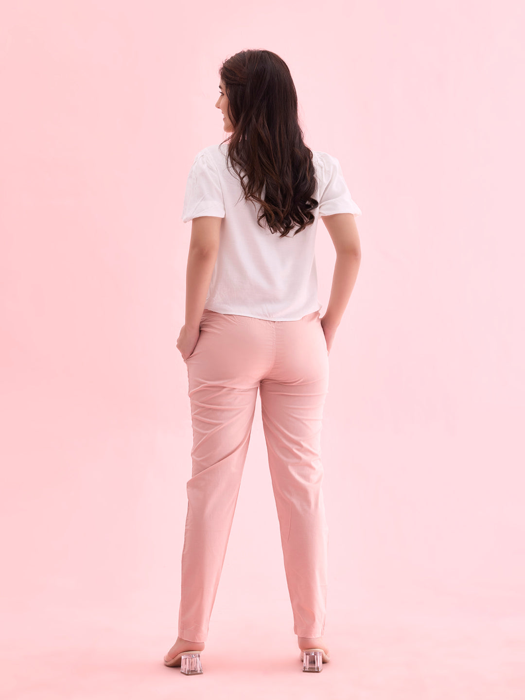 Baby Pink Cotton Cambric Cotton Pants